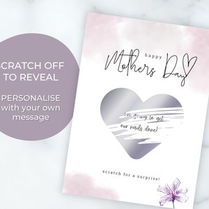 Biglietto da grattare per rivelare la festa della mamma / Sorpresa personalizzata per la festa della mamma / Concerto / Cinema / Giornata alla spa / Tè pomeridiano / Pasto / Regalo per la mamma
