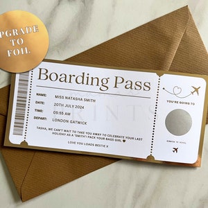 Carte d'embarquement en foil | à gratter personnalisée pour les Fêtes | à gratter pour la carte d'embarquement | à gratter surprise | Surprise des Fêtes