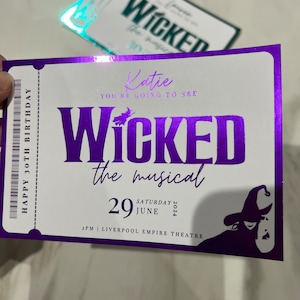 Gepersonaliseerde Wicked Theaterkaartjes | Muzikaal | Theatercadeau | Slecht | West End | Verrassingstheaterticket | Concertvoucher