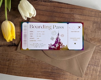 Personalized Disneyland Paris Foil Boarding Pass - Surprise Holiday Ticket