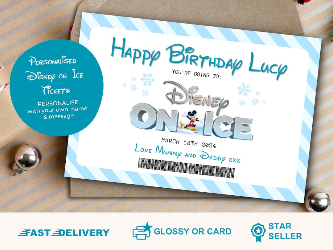 Personalised Disney on Ice Ticket Surprise Disney Gift Xmas & Birthday