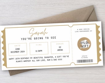 Personalised Surprise Event Ticket | Show Gift Voucher | Date Night | Birthday Gift Ticket | Birthday Gift Voucher | Theatre Ticket |Concert