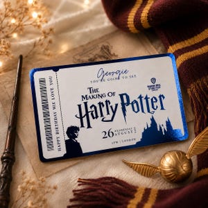 Personalised Harry Potter Studio Tour Ticket | Harry Potter World Surprise Gift | Foil Birthday Reveal Ticket | Wizard Gift