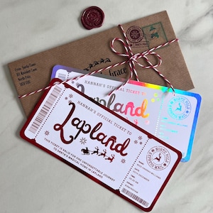 de Noël personnalisé pour la Laponie | Cadeau carte d'embarquement | Père Noël surprise personnalisable | Cadeau de Noël pour enfants