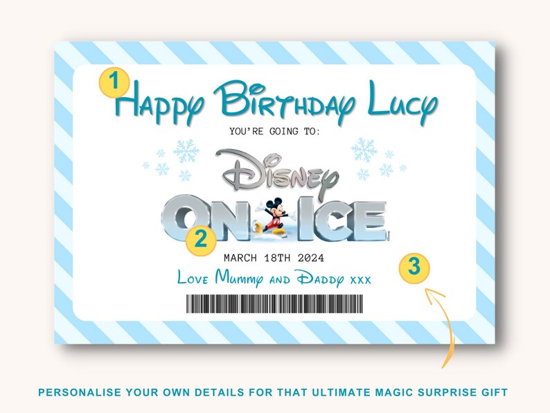 Personalised Disney on Ice Ticket Surprise Disney Gift Disney on Ice