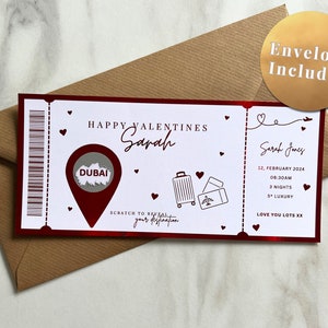 Biglietto personalizzato di San Valentino in lamina / Biglietto da grattare a sorpresa per le feste / Biglietto da grattare per la carta d'imbarco / Biglietto aereo / Carta d'imbarco