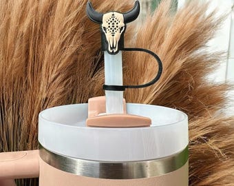 Longhorn Straw Topper, Western Straw Topper, Tumbler Straw Cover, Western Tumbler Accessories, Stanley Straw Topper