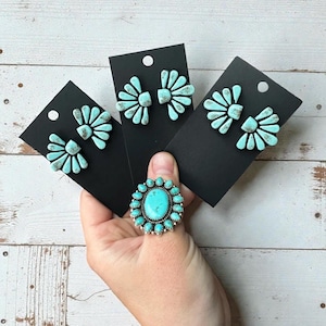 Turquoise Stud Earrings, Lightweight CLAY Earrings, Turquoise Jewelry, Stud Earrings, Gifts for Her, Western Earrings, Bridesmaid Gifts
