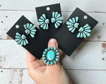 Turquoise Stud Earrings, Lightweight CLAY Earrings, Turquoise Jewelry, Stud Earrings, Gifts for Her, Western Earrings, Bridesmaid Gifts