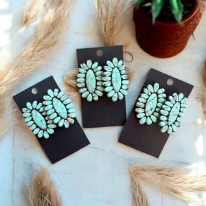 Mint Concho CLAY Earrings, Western Earrings, Gift for Her, Western Jewelry, Turquoise Earrings, LIGHTWEIGHT Earrings, Bridesmaids gifts