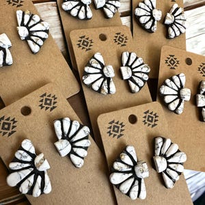 White Concho Earrings, Clay Earrings, Western Earrings