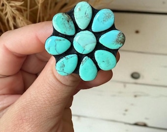 FAUX Turquoise Statement Ring, CLAY Turquoise Ring, Turquoise Jewelry, Western Ring, Western Bridesmaid Gift, Large Turquoise Ring