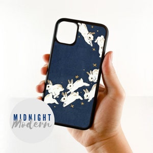 Coque de portable à imprimé Lapins dans les étoiles, iPhone 7/8, iPhone 11, iPhone 12/12 Pro, iPhone 13, iPhone 14, iPhone 15, iPhone 16, Samsung Galaxy