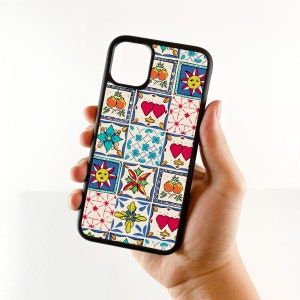 Jolie coque de portable à carreaux portugais, iPhone 11, iPhone 12, iPhone 13, iPhone 14, iPhone 14 Pro, iPhone 15, iPhone 16, Samsung Galaxy