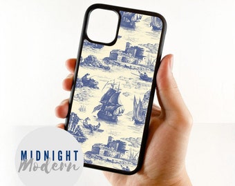 Blue Toile Sea Print iPhone Case