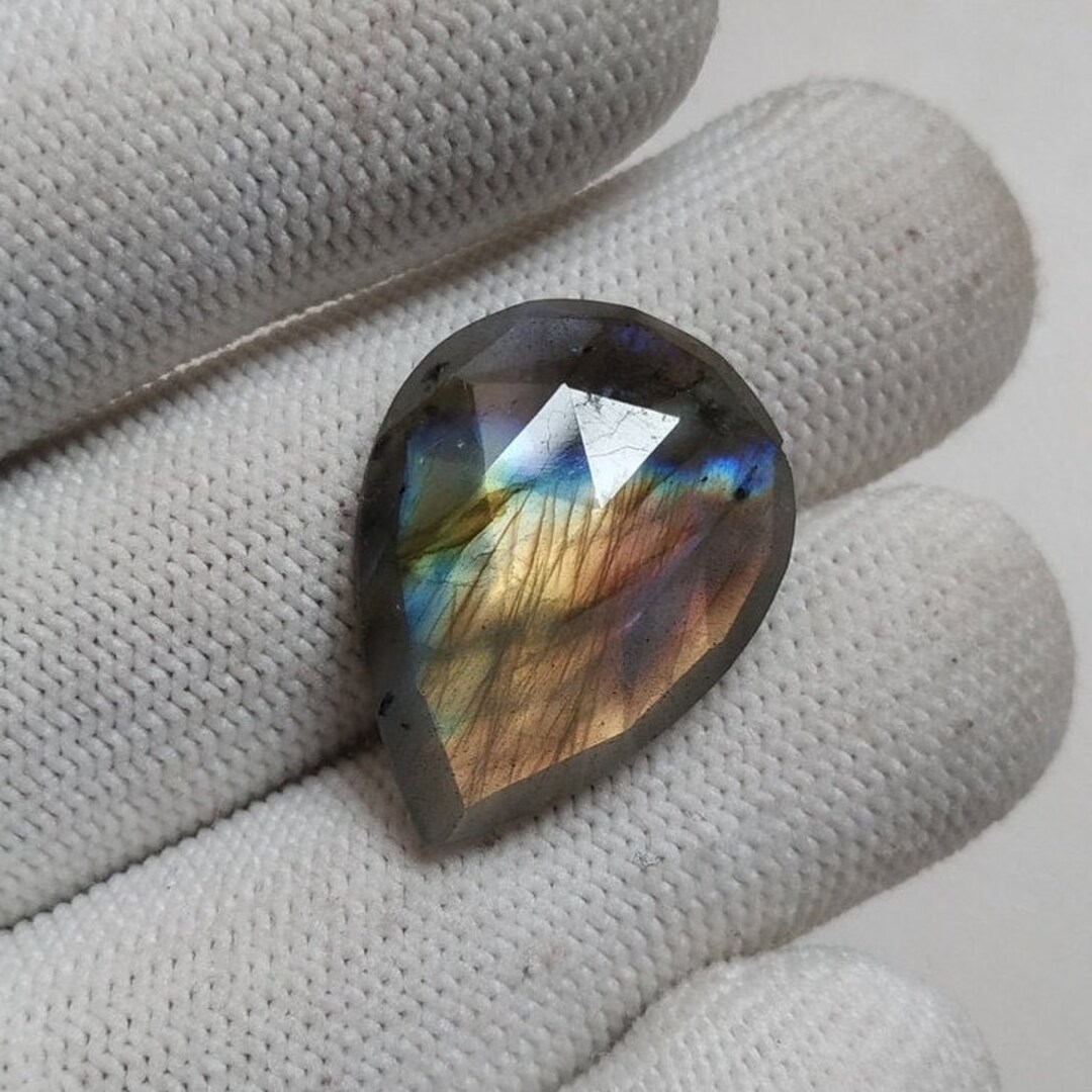 Spectrolite Blue Natural Spectrolite Cabochon From Finland Gemstone Faceted Pear ...