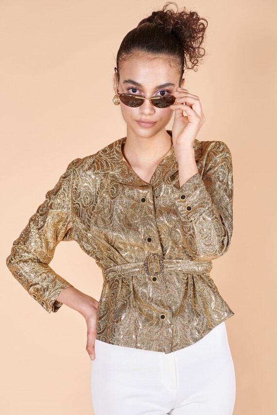 1960's brocade metallic dore vintage jacket
