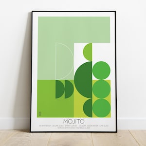MOJITO #1 - cartel de cóctel, arte minimalista, impresión digital, decoración del hogar estilo bauhaus