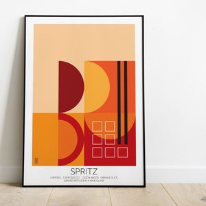 SPRITZ #1 - Cartel de Spritz, cartel de cóctel, arte minimalista, impresión digital, decoración del hogar, estilo bauhaus