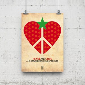 STRAWBERRYLOVE - Póster de paz y amor, impresión de corazón, arte floral