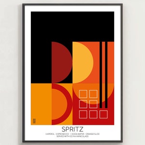SPRITZ #1 - Spritz Cocktail Print - Arte digital minimalista para decoración del hogar, decoración de pared estilo Bauhaus