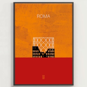 Rome Travel Poster, Minimalist Coliseum Art (Unframed Matte Print)