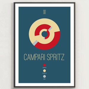 Campari Spritz - Cartel de Campari spritz, cartel de cóctel, arte minimalista, impresión digital, decoración del hogar, estilo bauhaus