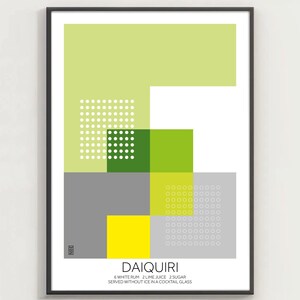 DAIQUIRI #1 blanco - cartel de cóctel, arte minimalista, impresión digital, decoración del hogar estilo bauhaus