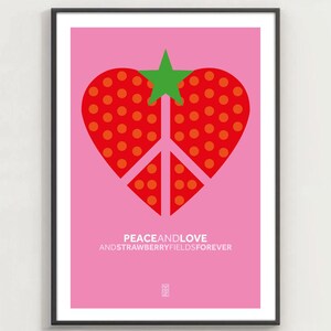 STRAWBERRYLOVE - Póster de paz y amor, impresión de corazón, arte floral
