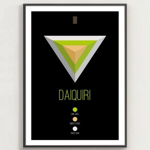 Daiquiri #2 - cartel de daiquiri, cartel de cóctel, arte minimalista, impresión digital, decoración del hogar, estilo bauhaus