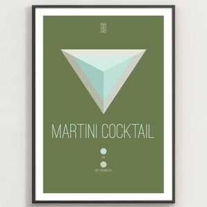 Martini Cocktail - Cartel de Martini Cocktail, cartel de cóctel, arte minimalista, impresión digital, decoración del hogar, estilo bauhaus