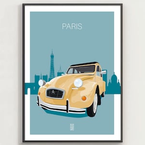PARIS 2CV #1 - citroen 2CV print, paris, French car, 2CV, citroen, vintage car, travel print
