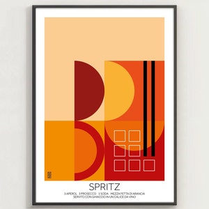 SPRITZ #1 - Cartel de Spritz, cartel de cóctel, arte minimalista, impresión digital, decoración del hogar, estilo bauhaus, italiano