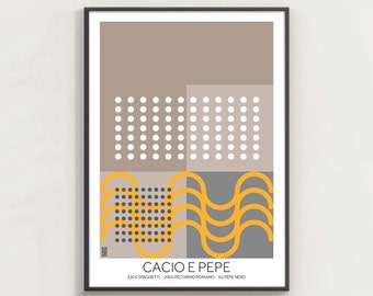 CACIO E PEPE #2 - Cacio e Pepe Poster,, Italian Food Art in Bauhaus Style, Minimal Design Food Art, Kitchen and Living Wall Decor