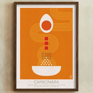CARBONARA #2 - Carbonara Poster, Italian Food Art in Bauhaus Style, Minimal Design Food Art, Kitchen and Living Wall Decor, Food Lovers