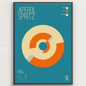 SPRITZ #2 - Cartel de Spritz, cartel de cóctel, arte minimalista, impresión digital, decoración del hogar, estilo bauhaus