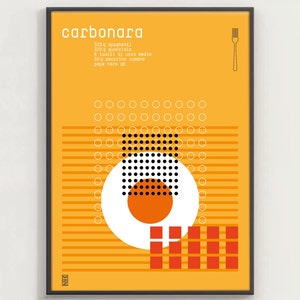 CARBONARA - Carbonara Print, Italian Food Art in Bauhaus Style, Minimal Design Food Art, Kitchen and Living Wall Decor, Food Lovers