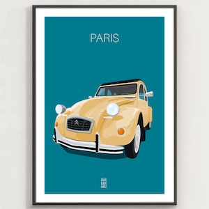 PARIS 2CV #1 - citroen 2CV print, paris, French car, 2CV, citroen, vintage car, travel print