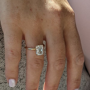 3 Carat Radiant Diamond Engagement Ring, 14K Yellow Gold, Solitaire Ring