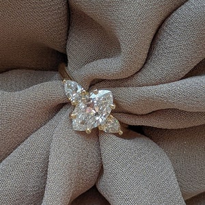 1.20 Carat Marquise  Diamond Engagement Ring, 14K Yellow Gold, With Two Side Pear Diamonds