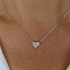 1 Carat Heart Shaped Diamond Necklace, 14K White Gold