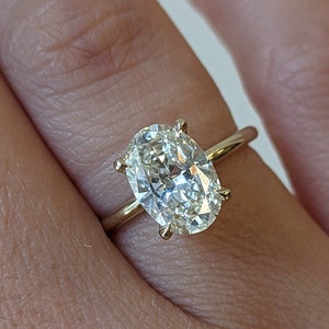 2.5 Carat Oval Diamond Engagement Ring, 14K Yellow Gold, Solitaire Ring