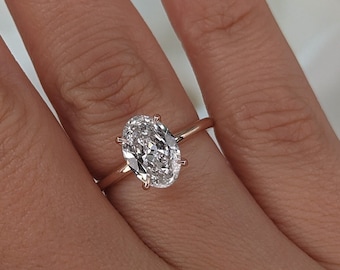 1.50 Carat Oval Diamond Engagement Ring, 14K Rose Gold Solitaire Ring
