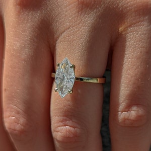 2 Carat Marquise Diamond Engagement Ring, 14K Yellow Gold, Solitaire Ring