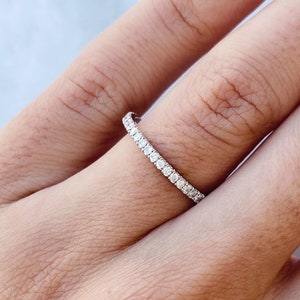 0.42 Carat Diamond Wedding Band, 14K White Gold, Eternity Band