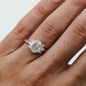 1.29 Carat Oval Diamond Engagement Ring, 14K Rose Gold With Side Stones Ring