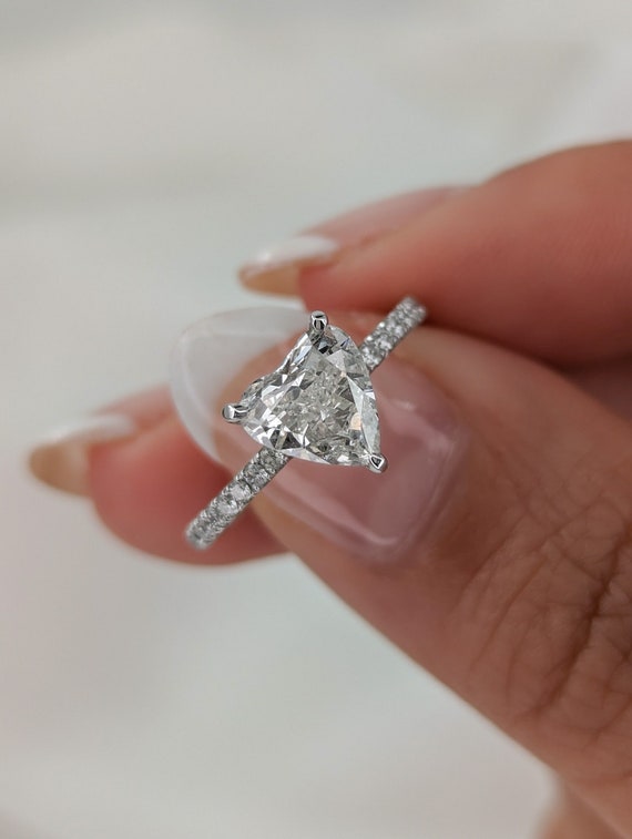1.29 Carat Heart Shape Diamond Engagement Ring ,14K White Gold 
