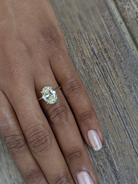 3 Carat Oval Diamond Engagement Ring 14K Yellow Gold Solitaire