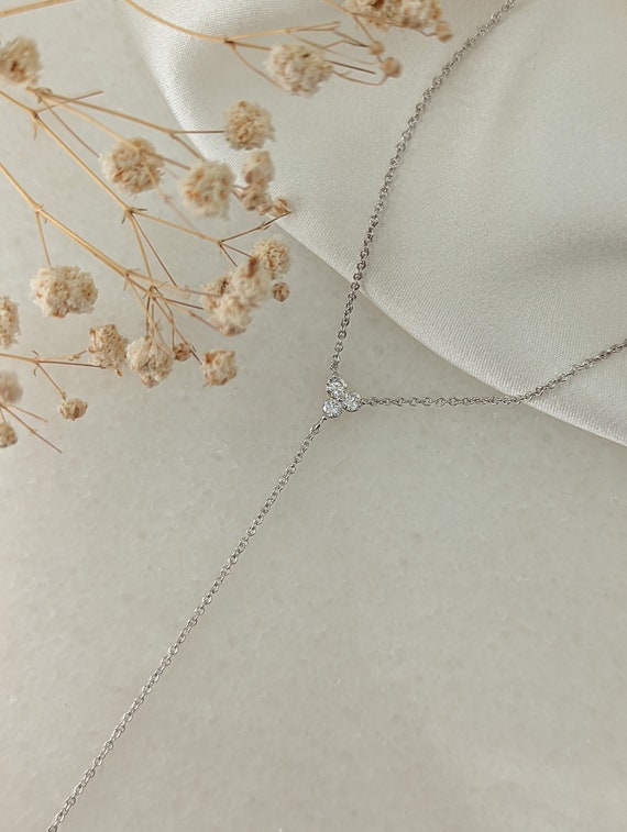 0.30 Carats Diamond Tie Necklace 14K White Gold Etsy UK