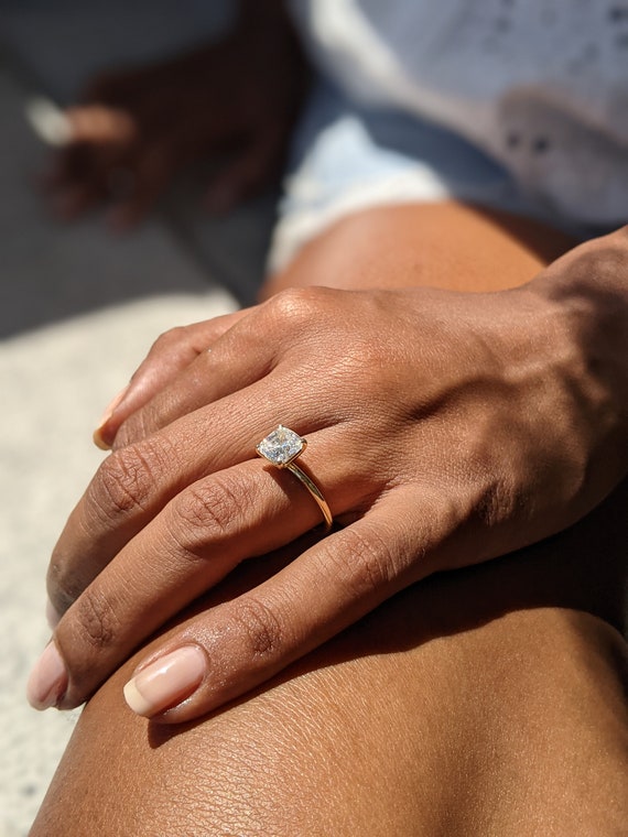 carat cushion cushion cut engagement rings on hand